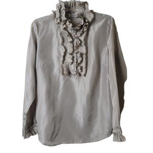 Soft Surroundings Silk Ruffled Long Sleeve Blouse
